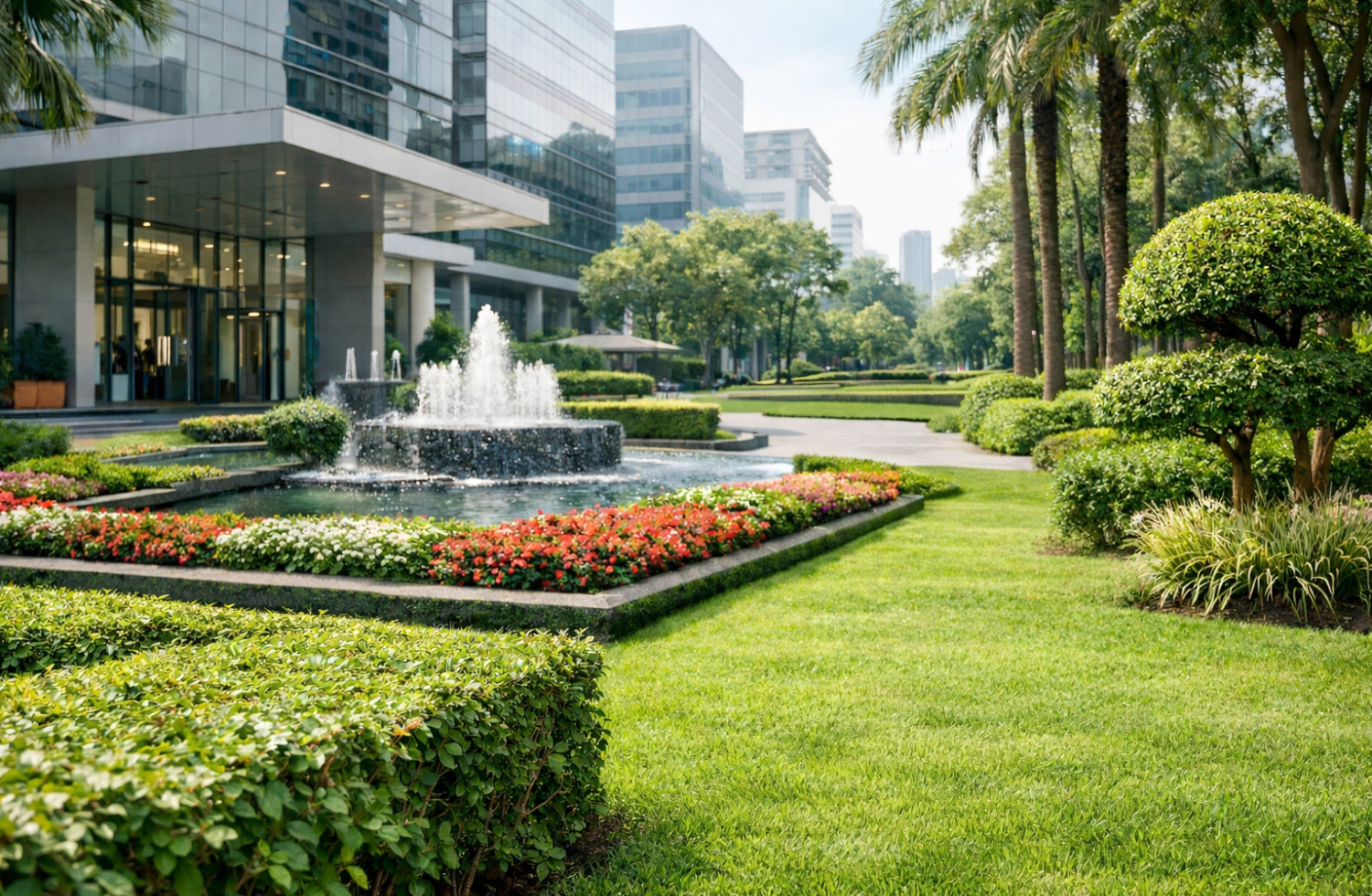commercial landscaping office building garden